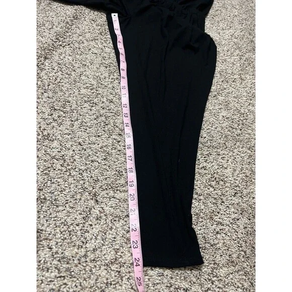Eileen Fisher Petite Medium V-Neck Ankle Length Jumpsuit Viscose Jersey Black